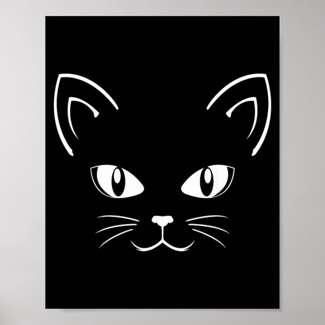 Halloween Black Cat Face _ Kitty Lover Poster (Front)