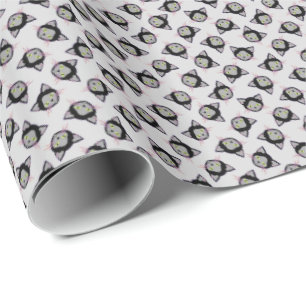 Halloween Black Cat Face Pattern Wrapping Paper