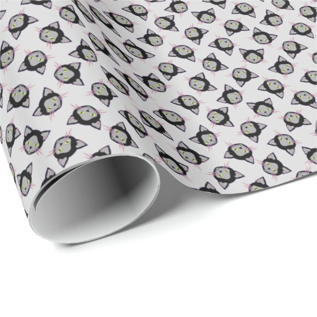 Halloween Black Cat Face Pattern Wrapping Paper (Roll Corner)