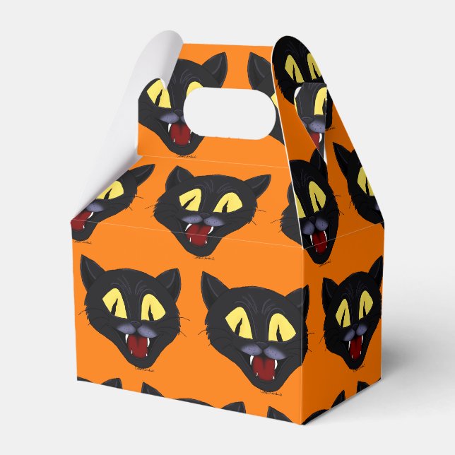Halloween Black Cat  Favor Box (Front Side)