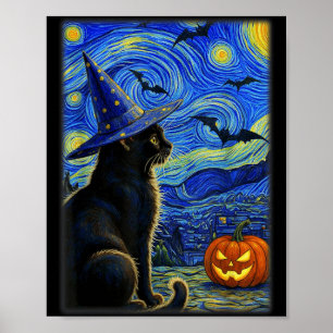 Halloween Black Cat Funny Cats Lover For Men Women Poster