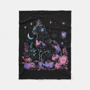 Halloween Black Cat Galaxy Costume Cat Lover Fleece Blanket