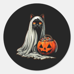 Halloween Black Cat Ghost Costume Pumpkin 1 Classic Round Sticker