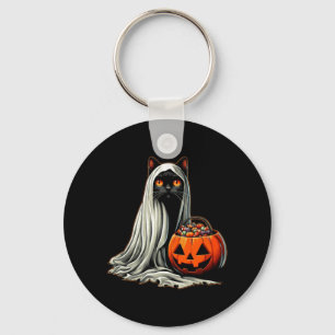Halloween Black Cat Ghost Costume Pumpkin 1 Keychain