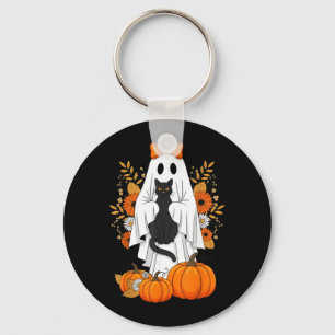 Halloween Black Cat Ghost Pumpkin Cute Fall Keychain
