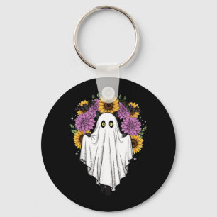 Halloween Black Cat Ghost Suower Bat Floral Cute Keychain