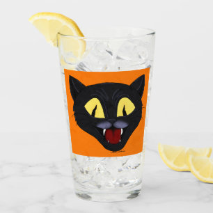 Halloween Black Cat Glass