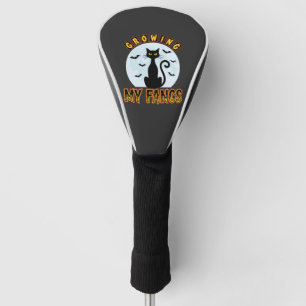 Halloween Black Cat Growing My Fangs Design Golf Head Cover