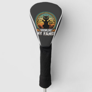 Halloween Black Cat Growling My Fangs Retro Design Golf Head Cover