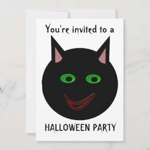 Halloween Black Cat Halloween Party Customizable Invitation
