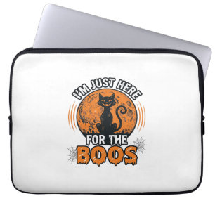 Halloween Black Cat Here For The Boos Vintage Shir Laptop Sleeve