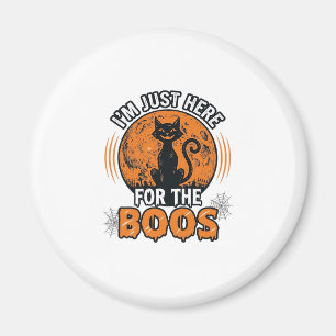 Halloween Black Cat Here For The Boos Vintage Shir Magnet