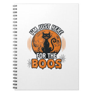 Halloween Black Cat Here For The Boos Vintage Shir Notebook
