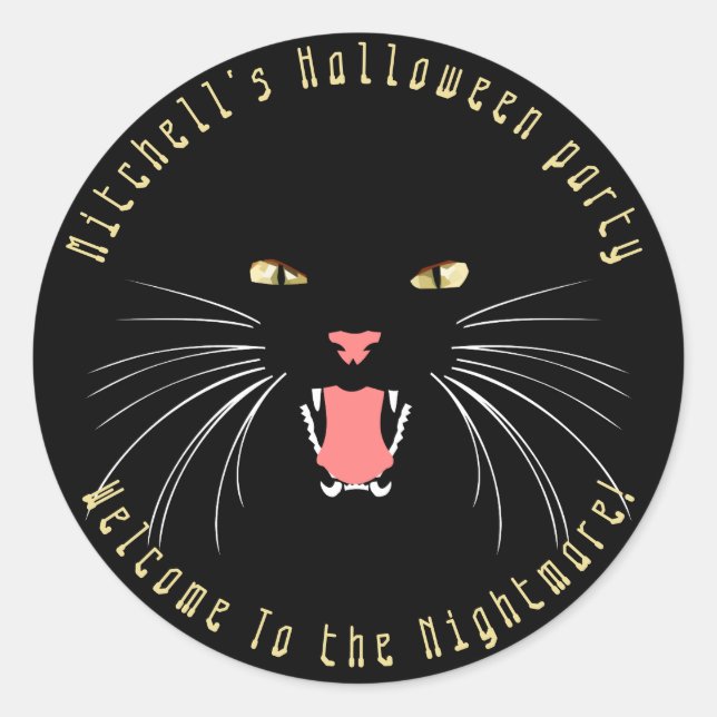 Halloween Black Cat Hissing Fun Slogan Sticker (Front)