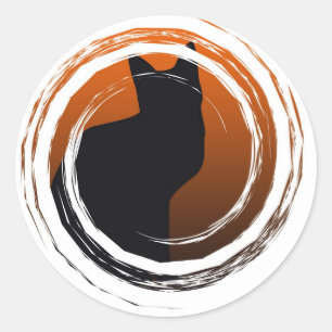 Halloween Black Cat in Swirl Classic Round Sticker