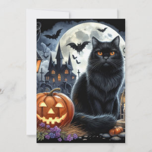 Halloween Black Cat Jack O Lantern  Card