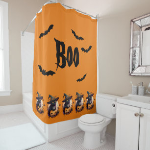 Halloween Black Cat Jack-o-Lantern Orange Shower 