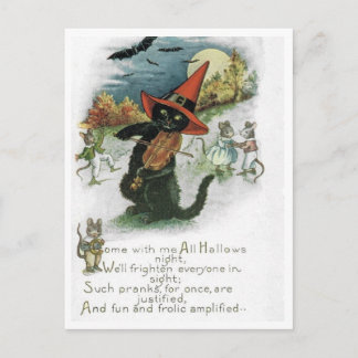 Halloween Black Cat Kitten Mice Mouse Postcard