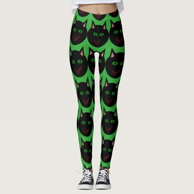 Halloween Black Cat Leggings (Front)