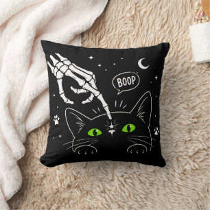 Halloween Black Cat Lover Gift, Cute Cat Boop Throw Pillow