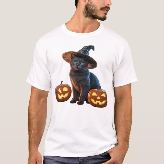 Halloween Black Cat Magic Classic T-Shirt (Front)