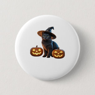 Halloween Black Cat Magic Classic T-Shirt 2 Inch Round Button