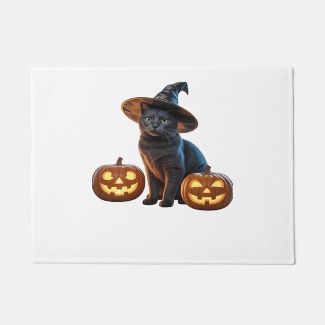 Halloween Black Cat Magic Classic T-Shirt Doormat (Front)