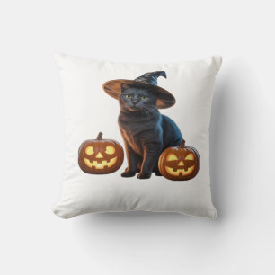 Halloween Black Cat Magic Classic T-Shirt Throw Pillow