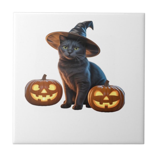 Halloween Black Cat Magic Classic T-Shirt Tile (Front)