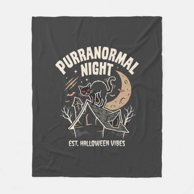 Halloween Black Cat Moon (2) Fleece Blanket (Front)