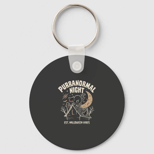 Halloween Black Cat Moon (2) Keychain (Front)