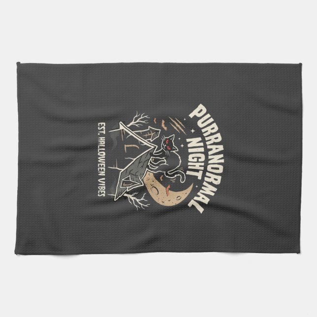 Halloween Black Cat Moon (2) Kitchen Towel (Horizontal)