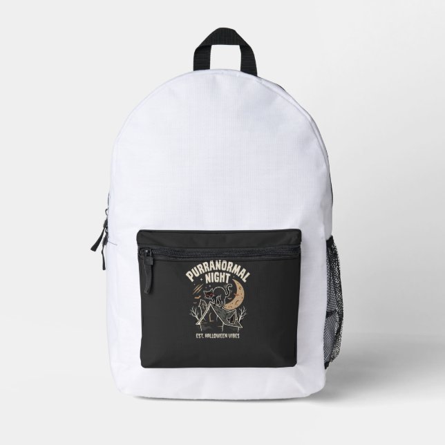 Halloween Black Cat Moon (2) Printed Backpack (Front)