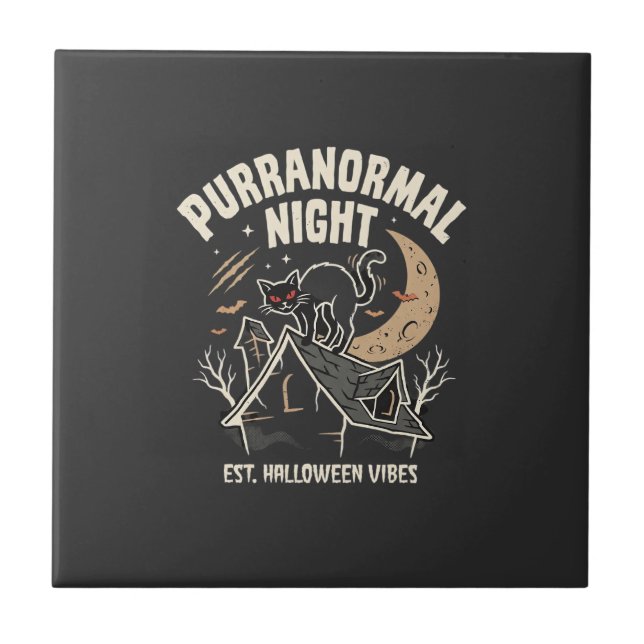 Halloween Black Cat Moon (2) Tile (Front)