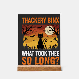 Halloween Black Cat Moon Graveyard Quote Design Acrylic Sign