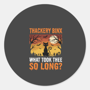Halloween Black Cat Moon Graveyard Quote Design Classic Round Sticker