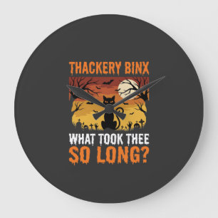 Halloween Black Cat Moon Graveyard Quote Design Large Clock