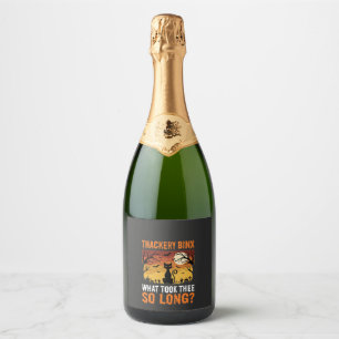Halloween Black Cat Moon Graveyard Quote Design Sparkling Wine Label