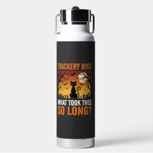 Halloween Black Cat Moon Graveyard Quote Design Water Bottle