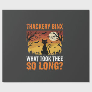 Halloween Black Cat Moon Graveyard Quote Design Wrapping Paper