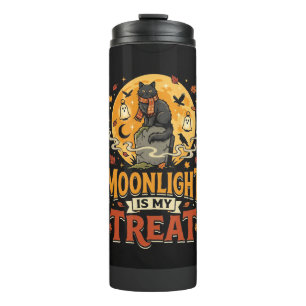 Halloween Black Cat Moon Magic Thermal Tumbler