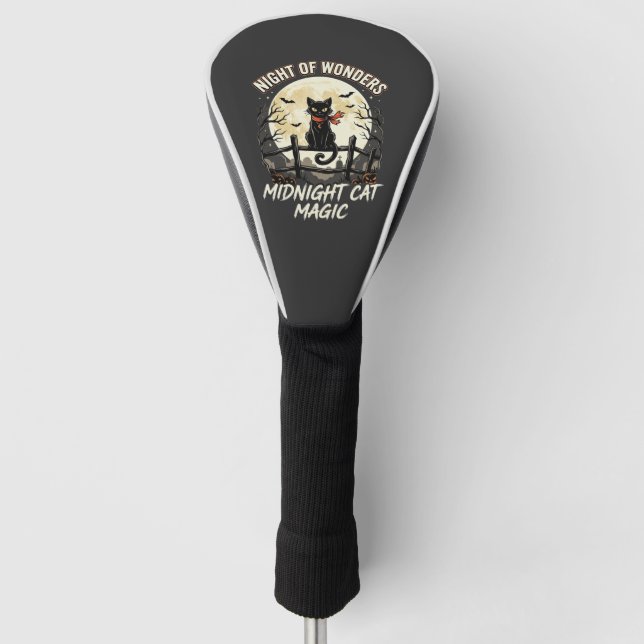 Halloween Black Cat Moonlight Golf Head Cover (Front)