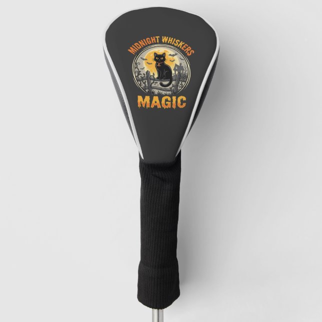 Halloween Black Cat Moonlight Magic Golf Head Cover (Front)