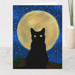 Halloween Black Cat Moonlit Silhouette Card