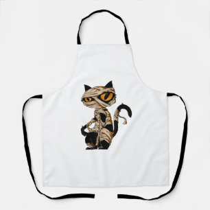 Halloween Black Cat Mummy Costume Funny Cat Tshirt Apron