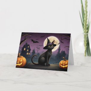 Halloween Black Cat Night Out Card