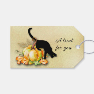 Halloween Black Cat on a Pumpkin Custom Gift Tags