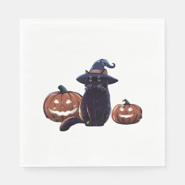 Halloween black cat Oversized T-Shirt Napkin (Front)