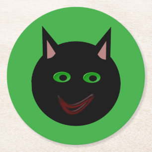 Halloween Black Cat Paper Coasters