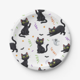 HALLOWEEN BLACK CAT PAPER PLATE